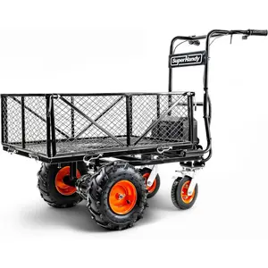 SuperHandy Practical Utility Cart Electric Wheelbarrow Single Wheel Electric 48V DC Powered 600 lbs (Approx. 299.4 kg) Load Capacity and 100 lbs (Approx. 453.6 kg) + Transport Capacity Universal Modular Cargo Bed for Farm and Garden