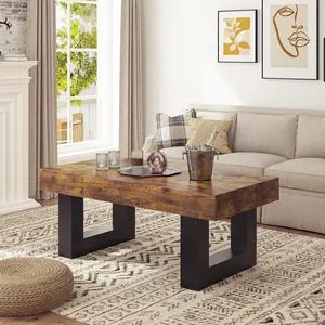 Rectangle Coffee Table for Living Room, 41.34” Long Living Room Table with Sturdy Wooden Legs, Mid Century Modern Center Table for Office, Easy Assembly