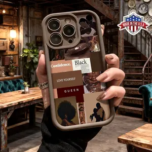 Stylish Black Queen Confidence Aesthetic Collage Case for iPhone 17 16 15 14 Pro Max 13 12 11 XR XS Plus Air Shockproof Anti Drop Protective Slim Lightweight TPU Cover