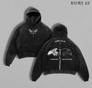 Isaiah 54:17 Bible Verse Hoodie Washed, No Weapon Formed Christian Hoodie, Sword and Angel Wings Faith Streetwear Graphic Pullover, HOPE Jesus Apparel Church Outfit