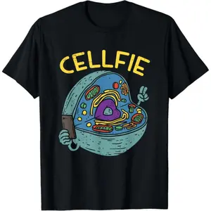 [100% Cotton] Cell Fie Funny Science Biology Teacher T Shirt T-Shirt Short Sleeved T-Shirt For Men And Women