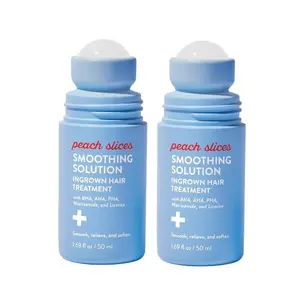 Limited time!【Buy one get one free】Peach Slices - Smoothing Solution Ingrown Hair Treatment (1.69 oz) - Smooth, Relieve, Soften Skin - 360 Roller - BHA, AHA, PHA, Niacinamide, Licorice - Vegan & Cruelty Free - Korean Skin Care & Beauty