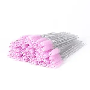 100 Pcs Crystal Eyelash Brush Mascara Wands Disposable Eyebrow / Lash Brushes for Eyelashes Extensions Eye Makeup Kit Lashes Applicator Tool Spoolies (Crystal - Peacock Blue)
