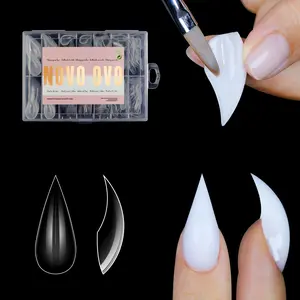 NOVO OVO Halloween Short Curved Stiletto Nail Dual Forms for Poly Gel Extension of 3D Eagle Cat Claw, Hawk Curve Sculptural Acrylic Nails, Reusable Full Cover Molds Halloween Nail Art Design 280 Pcs 14 sizes