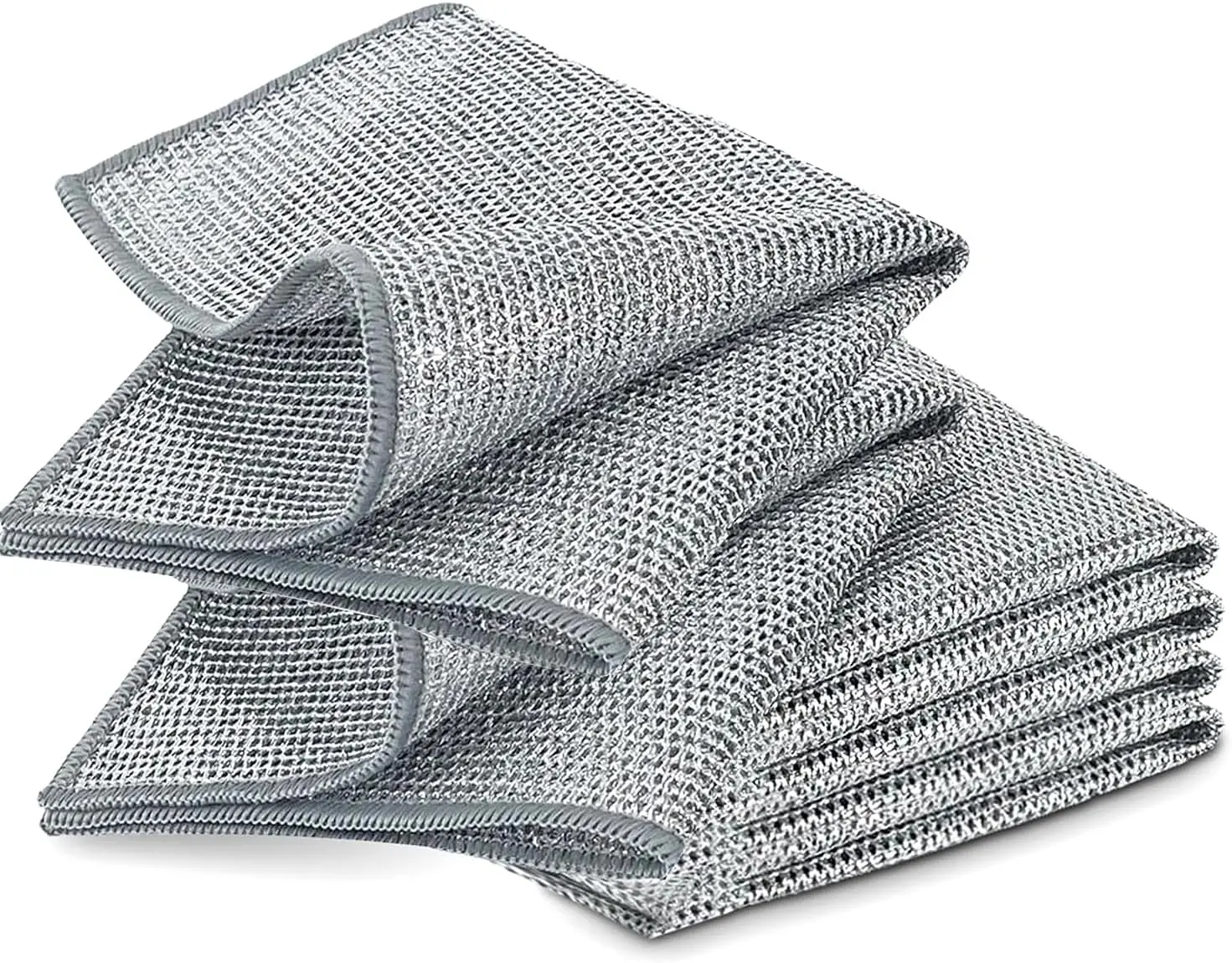 10-Count Non-Scratch Synthetic Steel Mesh Scrubber Sponges, Reusable Polyester Scouring Pads, Home Kitchen Cleaning Tool for Wet-Dry Dishwashing