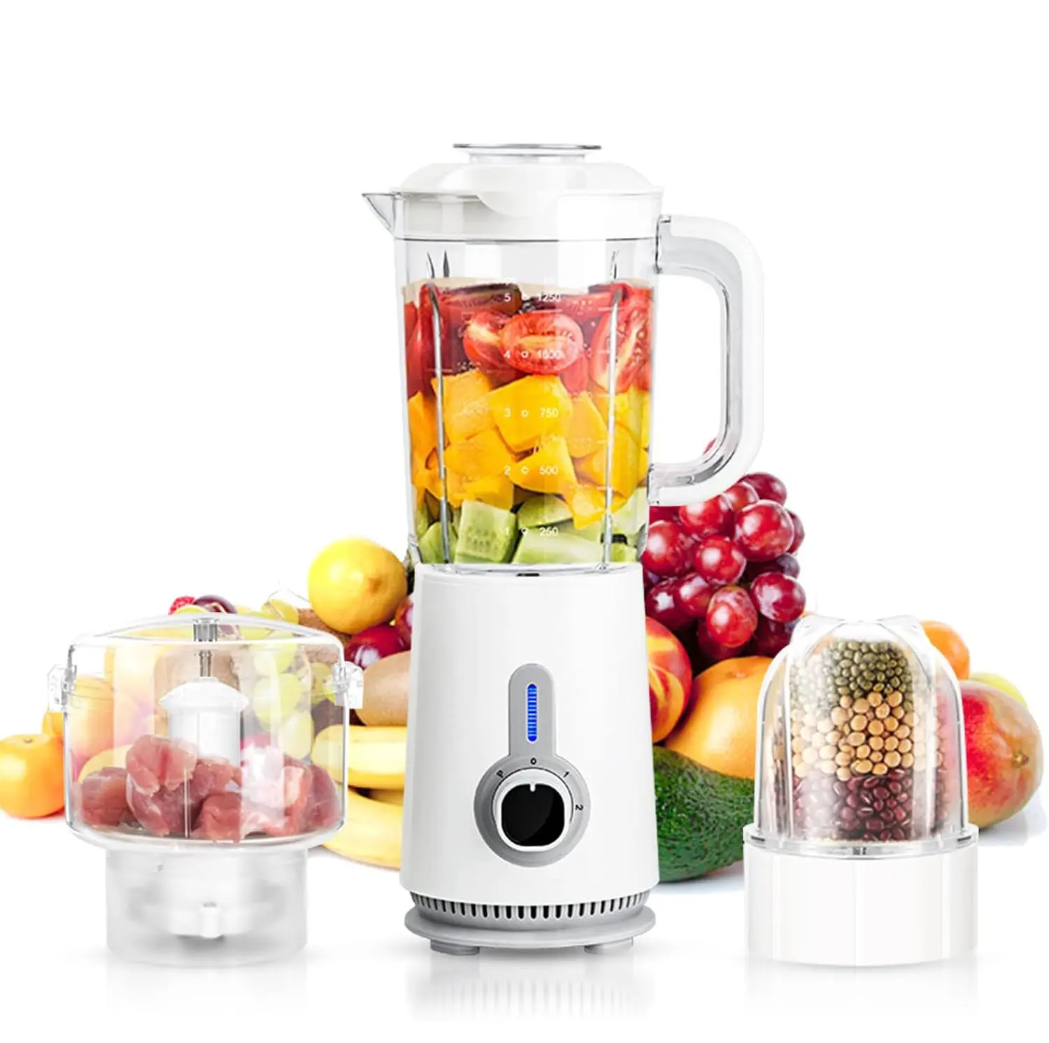 High Speed Blender for Smoothies with 2-Cup Food Processor & 1-Cup Vegetable Food Chopper, Heavy Duty Blenders with 2 Speeds and Pulse for Puree, Nuts and Shakes