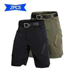 2PCS Men's Tactical Shorts Non-Elastic Fabric with Multiple Pocket Zippers Casual & Durable Waterproof Work Pants Regular Fit Suitable for Outdoor Hiking (Without Belt) Order According to the Size Chart(Sheet)