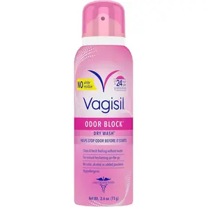 Vagisil Odor Block Dry Wash Spray for Feminine Hygiene, Gynecologist Tested, Hypoallergenic, 2.6 Ounces (Pack of 1)