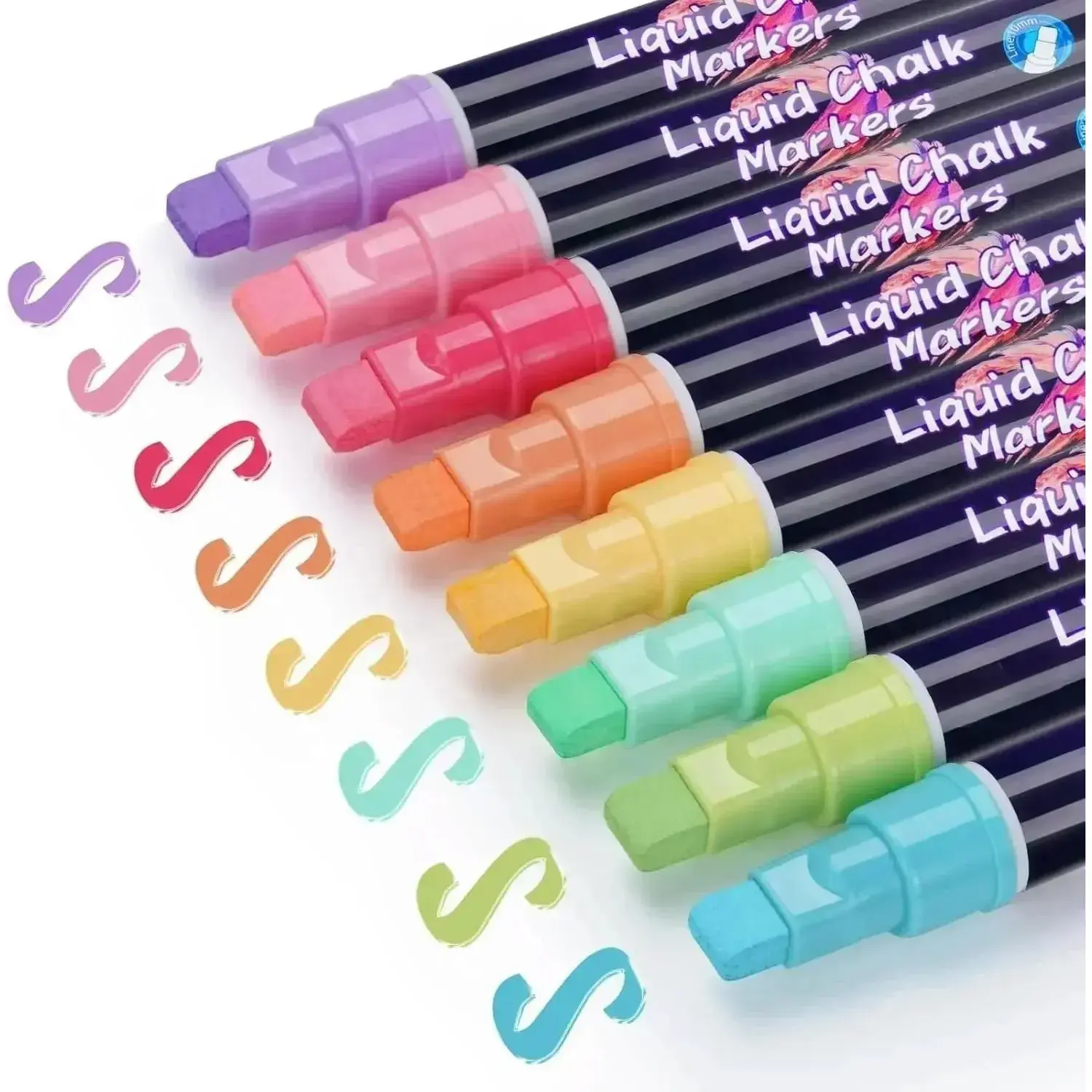 Window Liquid Chalk Markers Washable - Pastel 8 Colors - 10mm Jumbo Chalk Marker Pens Erasable for Christmas Gifts, Cars Decorations, Glass, Blackboard, Bistro, Chalkboard, Wedding Signs