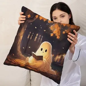 A Halloween single-sided pillow cover 17.71in * 17.71in, trendy and fashionable, with zipper opening and closing, skin friendly feel, suitable for all people, home decoration, room decoration, living room decoration, sofa decoration (without pillow core)