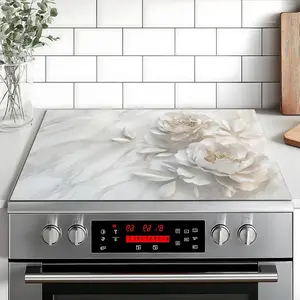 Floral Marble Pattern Non-Slip Rubber Grill Mat, Stove Panel Protector, Perfect for Home Kitchen Decor, Multi-Purpose Stove Cover