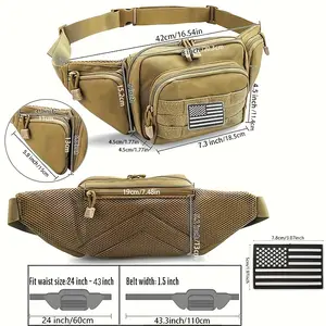 Tactical Waist Pack Fanny Pack with USA Flag Patch for Hiking EDC Concealed Carry Tactical Waist Pack Fanny Pack with USA Flag Patch for Hiking EDC Concealed Carry