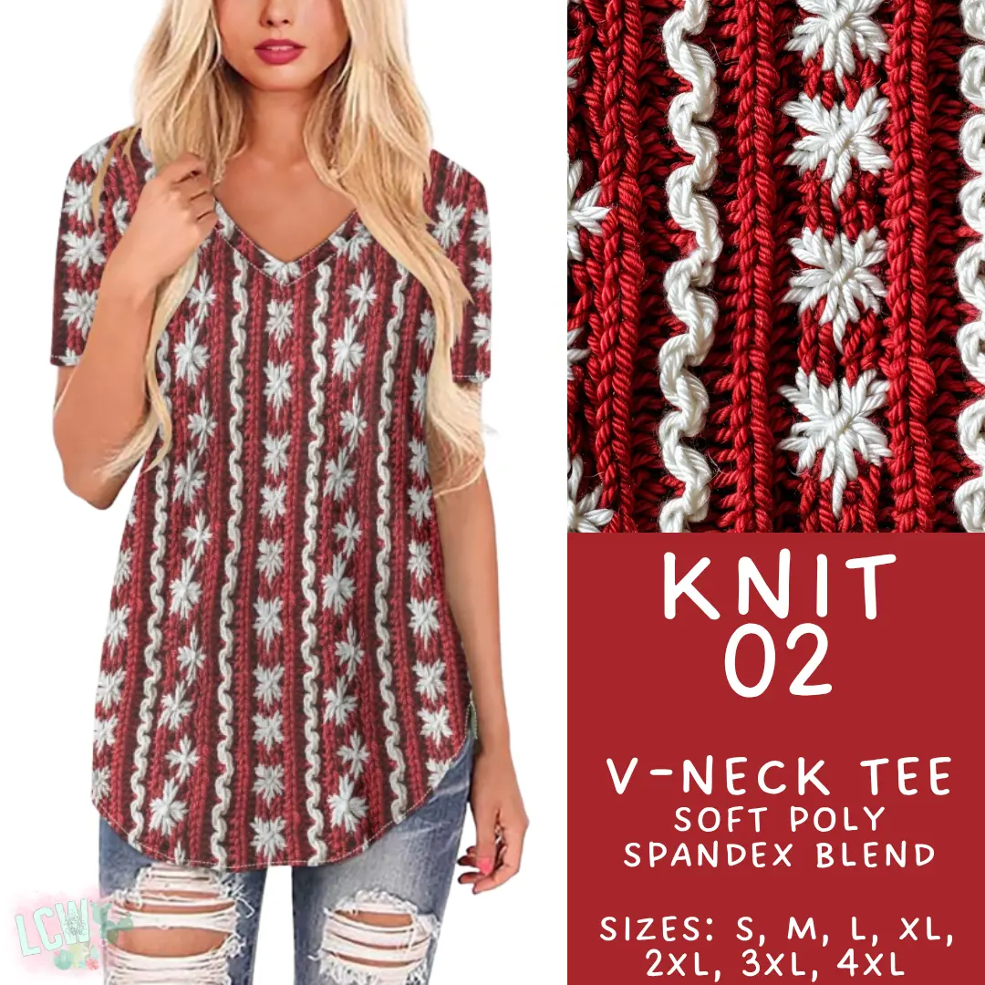 Batch #437 - Christmas Knit 2 - Closes 10/27 - ETA mid Dec - Knit 02 V-Neck Tee