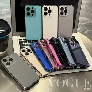 Original Color Cool Ice Glass Plated Case with Full Lens Cover for iPhone 17 16 Pro Max 15 14 13