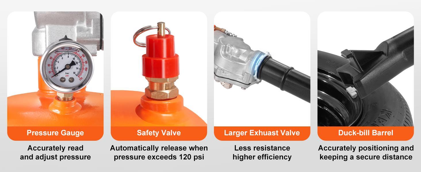 VEVOR Tire Bead Seater, TikTokShopBlackFriday, 2.1 Gal/8 L Air Tire Bead Blaster, 120 PSI Handheld  Tire Bead Seater , Upgraded Portable Tire Inflator Tool, 85-116 PSI Operating Pressure for Tractor Truck ATV Car, Automobile Repair,Tire Bead Seater