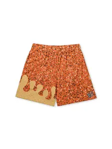 Printed Shorts Beach Pants, Loose Casual Style, Cute Pattern Design, Suitable for Daily Wear, Drawstring Waist