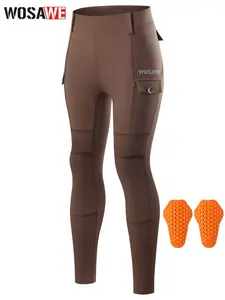 WOSAWE Women's Motorcycle Yoga Leggings with Removable Knee Pads Butt Lifting Cargo Pants