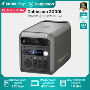 Dabbsson 3072Wh Portable Power Station 3600W Max TT-30 USB-C Clean Energy Solar Generator 3000W AC Output for Outdoor Camping, Home Backup, Emergency, RV Roadtrip, Off-Grid Living