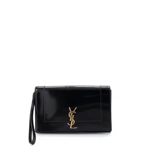 Pre-owned Yves Saint Laurent Patent Leather Clutches & Wristlets Saint Laurent Cassandre Flap Wristlet Pouch Patent by Rebag