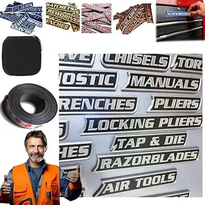 12-Pack Premium Magnetic Toolbox Labels for Tool Organization High Quality 3D Printed Personalized Magnets for Metal Cabinets Drawers Tool Chests Decor Plastic Gift Core Colors No Custom Text