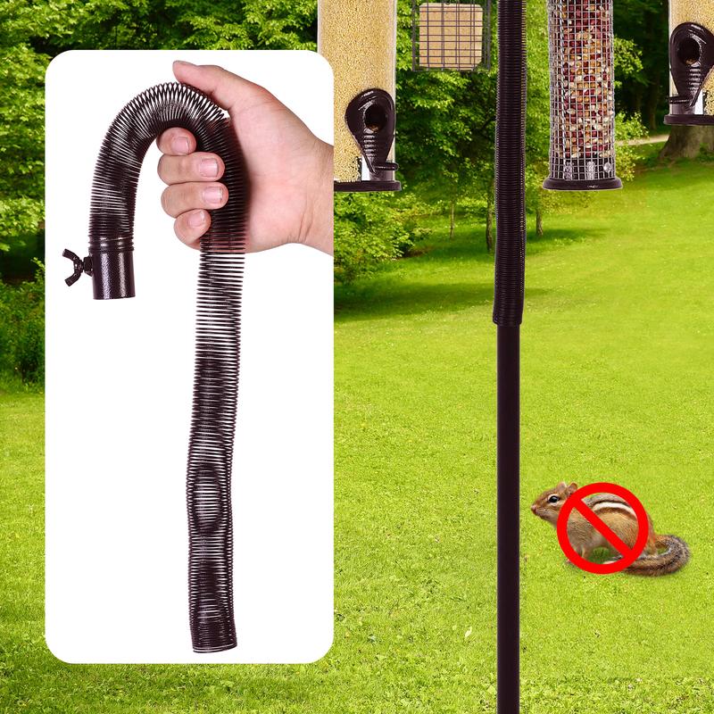 94 Inch Metal Bird Feeding Station, Squirrel-proof Bird Feeder Pole, Complete Multi-Feeder Poles Kit with Four Additional Feeders, A Water Bowl And Food Tray