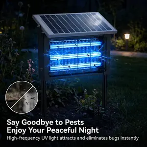 Solar Bug Zapper Light with 3 LED Tubes, USB Rechargeable, Hang or Stand, Perfect for Backyard, Porch, Patio, Outdoor Camping, Versatile Mosquito Trap for Outdoor Relaxation, Family Gatherings, and Summer Nights