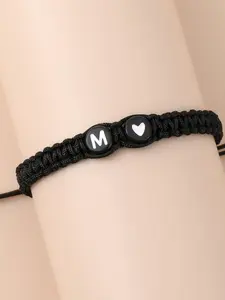 Single 26 English Letter Love Weaved Letter Link Bracelet, Fresh Forest Style, Customizable Letters/Tight Weave Without Snagging, For Daily Commute Wear/Girlfriends' Personalized Gifts, Suitable for Young Girls Who Love Exclusivity, Heart Shaped Bracelet