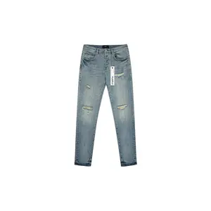P001 Worn Indigo Slashed Paint