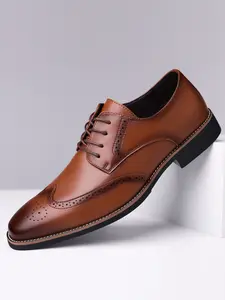 New Men's Leather Shoes Business Casual British Vintage Pointed Toe Fashion Breathable Non-Slip Shoes for Men