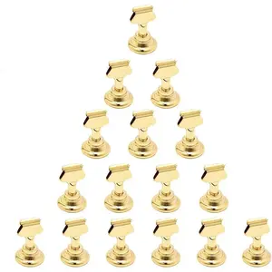 16 Pieces Table Card Holder Place Card Holders 1.7 inches Gold Steel Card Holders for Photos, Food Signs, Memo Notes, Weddings, Restaurants, Birthdays. (Gold)