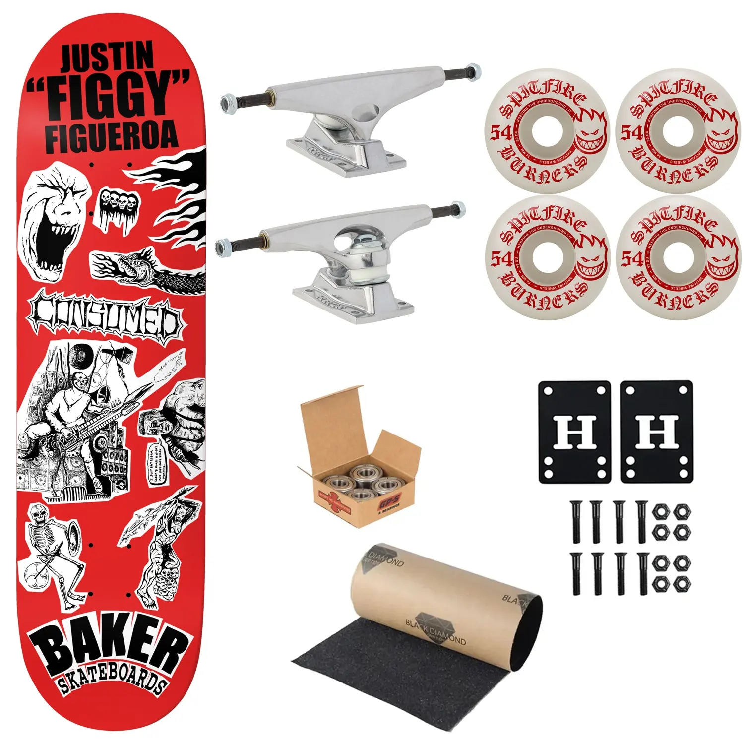 Baker Premium Complete Skateboard Figgy Divine Evil 8.38" Ft. Krux/Spitfire/Independent