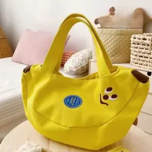 New Cute Cartoon Embroidered Canvas Bag, Office Handbag, Outdoor Carry Bag, Small Miscellaneous Pouch, Stylish and Practical
