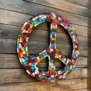 Margaritha Warner  Multicolor Peace Mosaic Artwork - Colorful Wall Decoration