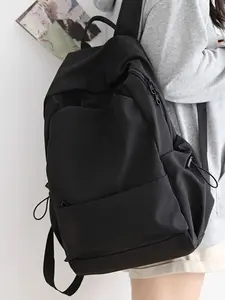 Lightweight Casual Backpack for School Water Resistant Bookbag Unisex University Laptop Bag Nylon Large Capacity Adjustable Straps Suitable for Work Travel All Seasons Plain Style
