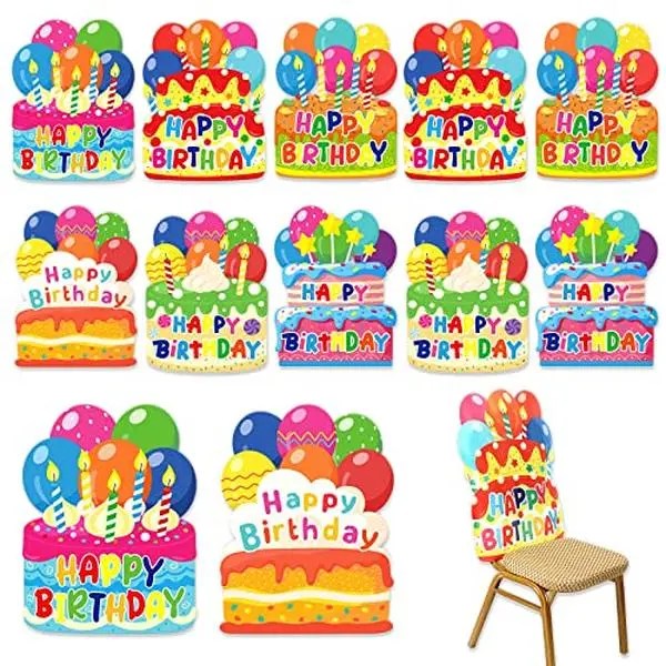 2/6 Pcs Birthday Chair Covers for Classroom First Day of School Student Birthday Back to School Non Woven Reusable Birthday Cake Seat Covers for Preschool Kindergarten Elementary School Teacher Hacks Classroom Set Up Teacher Tips Classroom Decor