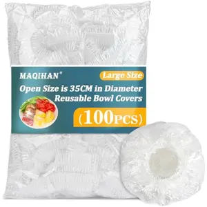100 Bowl Covers Bread Proofing - Extra Large Plastic Wrap for Food Sourdough Bread Baking Rising Elastic Reusable Plate Covers Outdoor Food Fresh Keeping Bags Shower Cap Hair Deep Conditioning