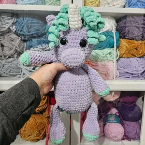 Crochet Purple Unicorn With Mints Accent Color Plushie