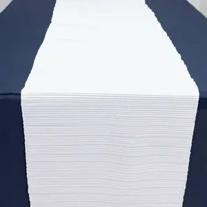 Accordion Pleated Scuba Table Runner 12" x 108" White – Wrinkle Free & Stain Resistant Textured Table Accent