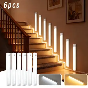 USB Rechargeable Motion Sensor LED Light, Adjustable Dual Colors, Smart Cabinet Lamp, Night Lighting, Wall Mount, Kitchen Cupboard, Hallway, Atmosphere Lighting
