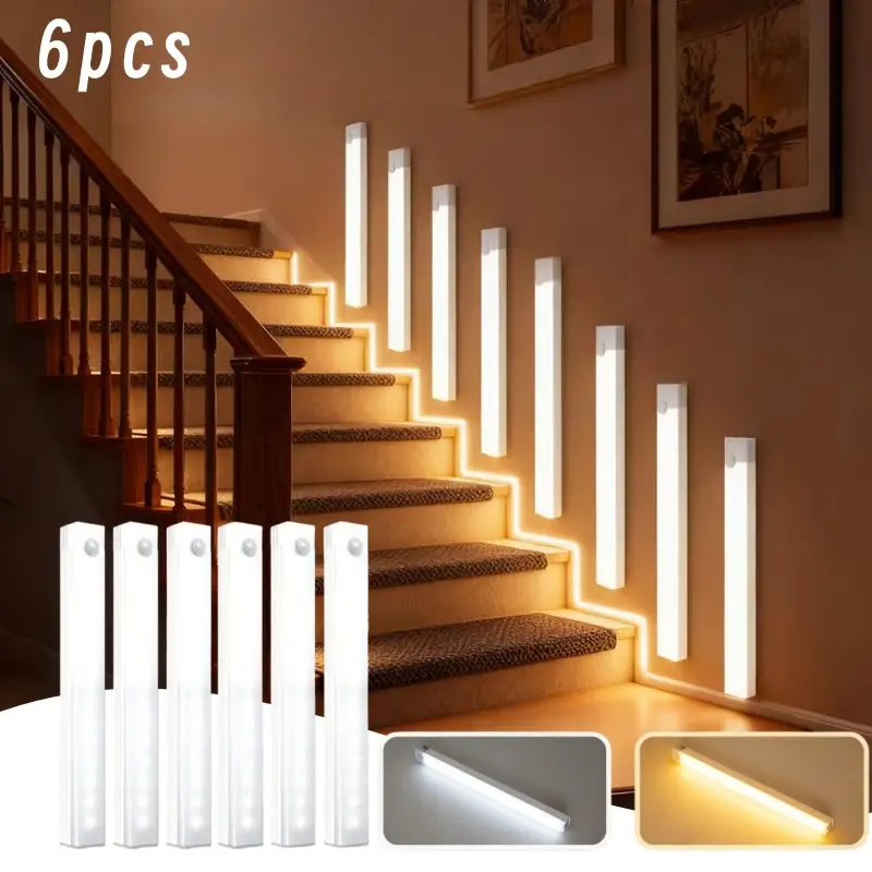 USB Rechargeable Motion Sensor LED Light, Cordless Lamp, Adjustable Dual Colors, Smart Cabinet Lamp, Night Lighting, Wall Mount, Kitchen Cupboard, Hallway, Atmosphere Lighting