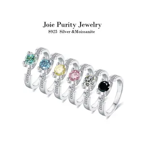 0.5 Carat Moissanite Engagement Ring Sterling Silver 925 Prong Setting Classic Solitaire Ring for Women White Gold Yellow Gold Plated Light Luxury Bridal Jewelry Valentines Day Gift Proposal Present For Her