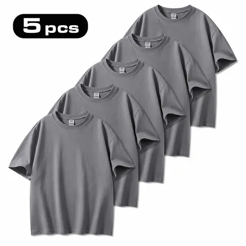 5-Pack: The more you buy, the lower the price. Stock up on Men's Black Crew Neck T-Shirt, Short Sleeve, Comfort Fit undershirts, basic T-shirt, Polyester Basic Tee, Easy Care, Durable Menswear Top, suitable for outdoor activities, Father's Day gift, summe