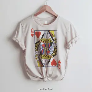 Queen of Hearts Graphic Tee Shirt for Women, Unisex Style Men Women's T-Shirt, Vintage Feminist Tee, Playing Cards Graphic Tshirt