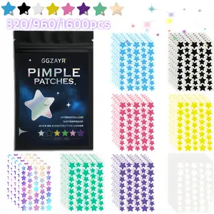 320/1600pcs 8-Color Cute Star Shaped Acne Patches With 2 Sizes To Meet Different Needs, Decoration & Concealer 2-In-1, Thin, Lightweight, Fit, Comfortable, Breathable Facial Acne Pimple Cover Stickers, Skin Care Patch For Students Girls Women & Men