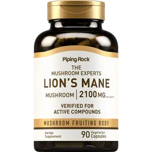 Piping Rock Lions Mane Supplement Capsules | 2100mg | 90 Count | Mushroom Fruiting Body Extract for Men and Women | Hericium Erinaceus | Vegetarian, Non-GMO, Gluten Free