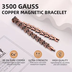 Magnetic Copper Bracelet Unisex 3500 Gauss 99.9% Pure Copper Adjustable Butterfly Heart Chain Design, Low-Allergy Health Jewelry Gift Suitable for Men and Women Powerful Magnetic Therapy, Perfect Gift for Her