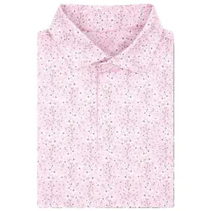 The Cherry Bloom Men's Short Sleeve Performance Polo - Lotus Pink, Golf Polo Shirt, Polo Golf 3D, Style 3D Golf, Gift For Men
