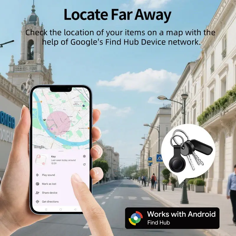 1pc Android Smart Tracker, Compatible with Google Find HUB, Smart Tag with Key Ring, Track Keys, Luggage, Backpacks, Passport, Key Finder