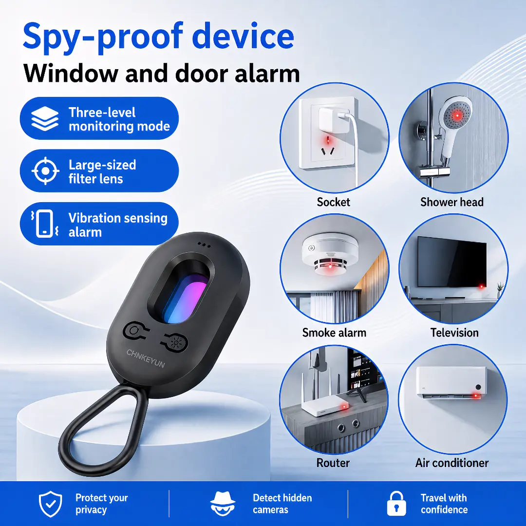 Hidden Camera Detectors,  Vibration sensor Door and window alarm, Spy Camera Detector,Anti-intrusion, 30H Working Time for Travel, Car, Bathroom, Office, Hotel, Airbnb, Rental