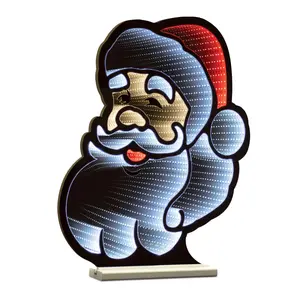 Melrose 95914DS 24 in. Acrylic UL Plug Santa Ekkolight - 360-Degree Stand, Red & White Traditional Magical Christmas Room Decoration Ornament